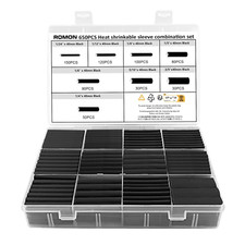 650 Tubi Guaina Termorestringente Nera per Cavi Elettrici, 8 Misure Diametri