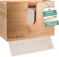 Dispenser di Asciugamani di Carta in Legno, con Staffa da Parete o da Tavolo.