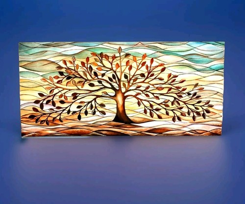 Dipinto olio tela albero - olio, su