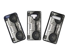 Ghetto blaster Phone Case design per iPhone Samsung silicone laterale nero boombox