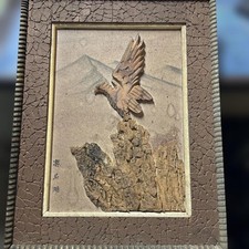 Opera d'arte scultura aquila in legno