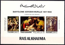 Ras Al Khaima 1969 Dipinti di Natale di Murillo Religion Natale DeLuxe MNH
