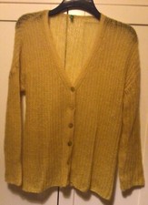 CARDIGAN GIALLO MISTO COLORI UNITI DI BENETTON MOHAIR - TAGLIA SMALL