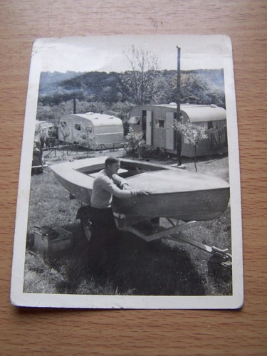 Man building boat - man, on