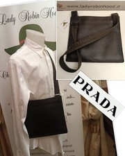 PRADA PIATTINA A TRACOLLA IN PELLE TESTA DI MORO