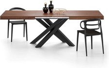Tavolo da pranzo allungabile in noce 160-240 cm con gambe a croce nere moderno