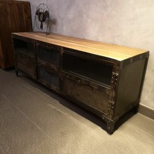 MOBILE PORTA TV FERRO DESIGN VINTAGE INDUSTRIALE SHABBY CHIC ETNICO LEGNO 