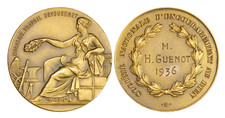 P091, Francia, 1936, Medaglia Premio Bronzo, Apicoltura, Ape, Alveare, Agricoltura