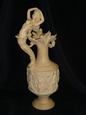 Vecchia Scultura di sirena su vaso soprammobile h 41 notevole il peso