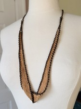 Collana catena BOET Emily Bixler lana lavorata a mano all'uncinetto e ottone vintage Lariat