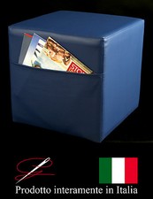 POUFF POUF PUFF CUBO BLU TASCA PORTARIVISTE MADE IN ITALY IDEA REGALO