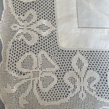 Vtg White Tablecloth Square