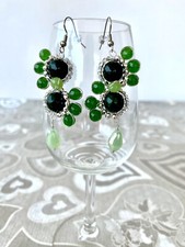 Orecchini Verdi E Argento In