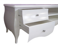 Mobile porta tv bombato barocco bianco in legno massello