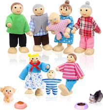 Casa Delle Bambole in Legno, 14 Pezzi Bambole in Legno Casa Delle Bambole, Casa 