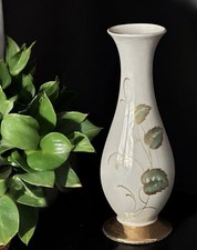 Vaso porcellana ROYAL KM PORCELAIN BAVARIA verde + bordo oro anni 50 GERMANIA 6-1/4"