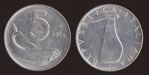 Lire 1974 delfino timone - lire, e