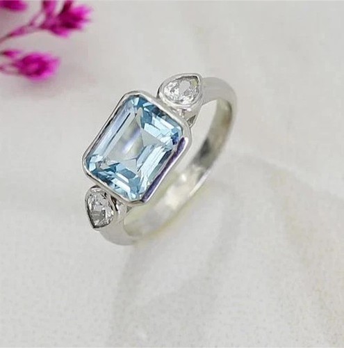 Anello tre pietre - , acquamarina