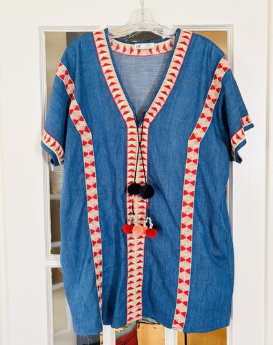 Zara trf blue embroidered - zara,