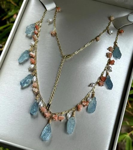 Collana catena acquamarina