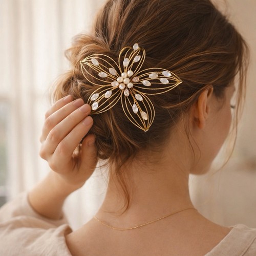 Forcina vintage metallo perla