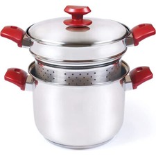 Set da 3 Pezzi Pentole Pastaiola Acciaio Inossidabile Cottura a Vapore Vaporiera