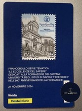 ITALIA 2024 800° UNIVERSITA' NAPOLI FEDERICO II TESSERA FILATELICA FRANCOBOLLO