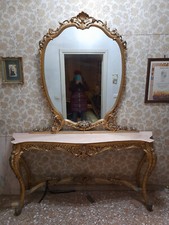 consolle ingresso con ripiano in marmo e specchio