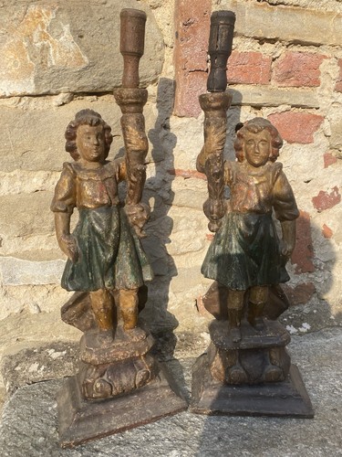 Angeli portaceri legno - angeli, in