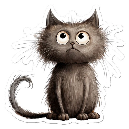 Carino gatto grigio adesivo - gatto, grigio,