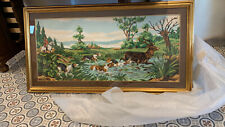 Maxi quadro vintage ricamato a mezzo punto: Scene di caccia (Dimensioni: 125x65)
