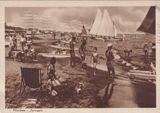 CARTOLINA DI RIMINI ,RICCIONE - SPIAGGIA  viaggiata 1949