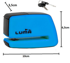BLOCCA DISCO LUCCHETTO ANTIFURTO MOTO SCOOTER LUMA PERNO 5mm BLU CON CUSTODIA