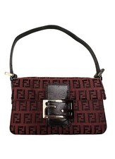 Vintage Fendi Red & Black Zucchino Mini Baguette Bag