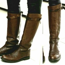 Stivali Donna Moschino marrone 40/41 pelle logo metallo women leather boots 