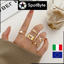 Set 5 Anelli Donna Dorati in