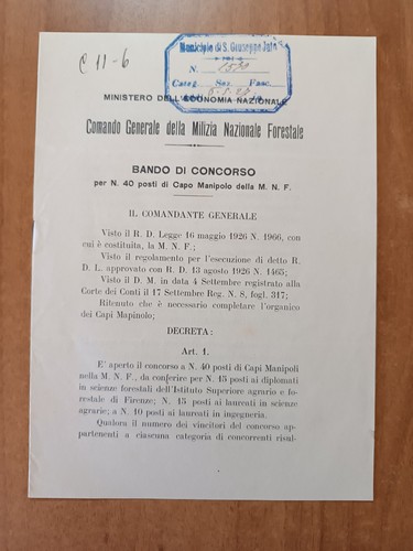 1927 bando concorso - 40, posti