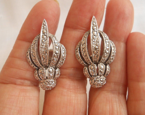 Orecchini clip con marcasite - orecchini,