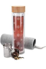 Navaris Bottiglia Termica Acqua Detox 500ml - Borraccia in Vetro con Filtro