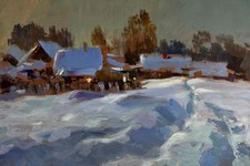 Dipinto olio grande deriva