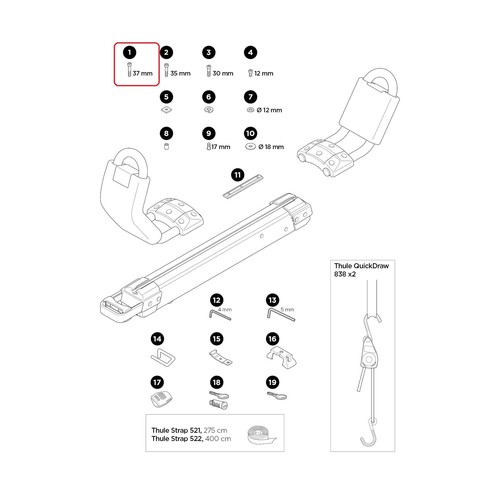 Thule screw mc6s m6x37 - screw, (4