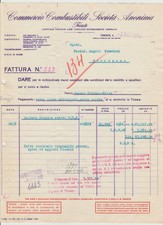 FATTURA COMMERCIO COMBUSTIBILI Società Anonima di Trieste - Carbone fossile 1946