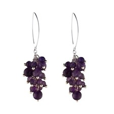 Silverly Orecchini Argento 925 Grappolo Con Perline Viola Di Ametista