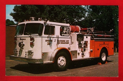 Fire truck postcard - fire,