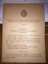 REGIO DECRETO STAB QUADRO ORG UFFICIALI CORPO COMMISSARIATO MILITARE MARITTIMO