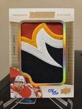 Noah Hanifin 20/21 UD Premier Game Usato Chest Logos Mega Patch Fiamme 3/26 