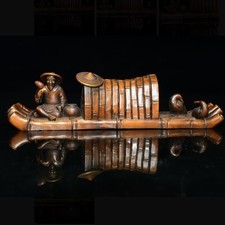 Ornamento pescatore da collezione squisito decoro scrivania antiche sculture legno