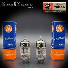 12AT7 ECC81 GE NOS AMPLITREX Tested Pair Gray Plates Square Tilt Getter USA 50s