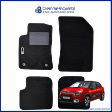 SERIE 4 TAPPETI - TAPPETINI IN MOQUETTE NERI PER CITROEN C3 III DAL 2016