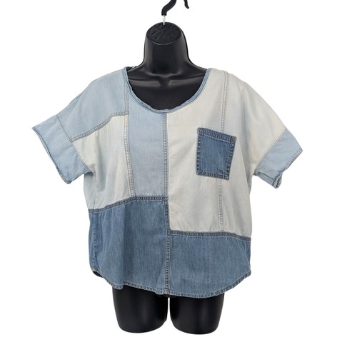 Top denim patchwork boxy
